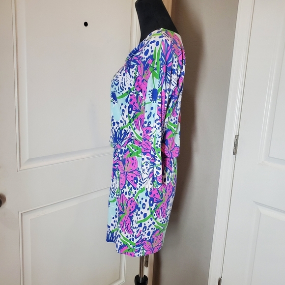 Lilly Pulitzer Floral In The Garden Cara Dress Drop Waist Dolman Sleeve Size XS - Picture 12 of 16